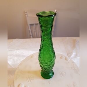 Vintage 1972 Sam Berger Green Bud Vase Glass